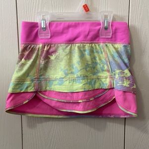 Ivivva Pink, Yellow and Blue Bird Patterned Skort